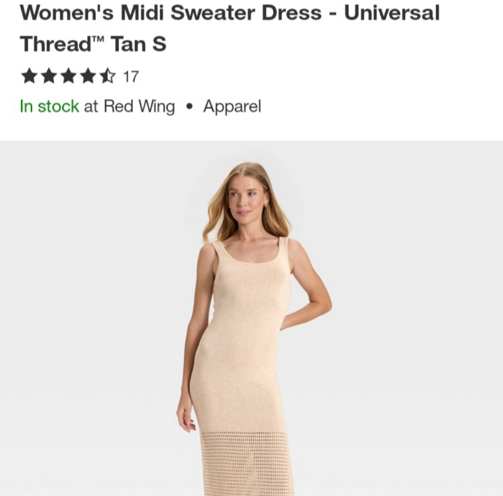 Universal Thread Beige Knit Midi Dress